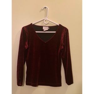 🚨 SOLD 🚨 InWear Maroon Velvet V-Neck Sweater